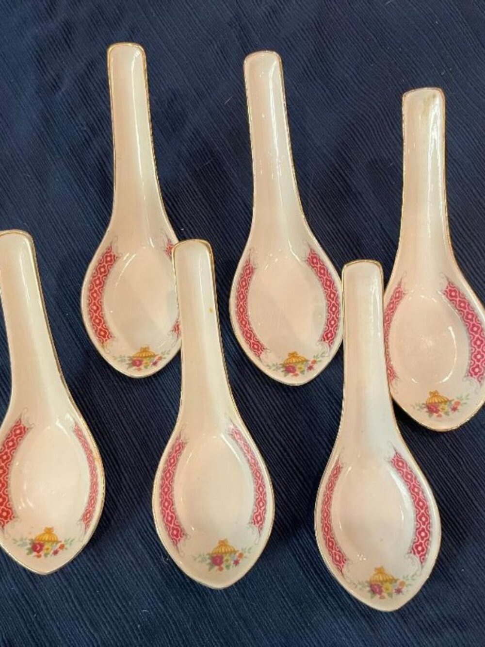 Lot of 6 Vintage Asian Soup Spoons